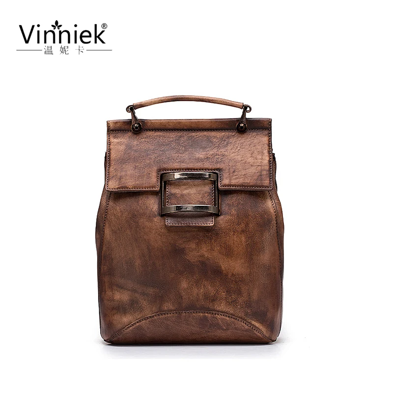 

2019 new 100% genuine leather women backpack vintage casual backpack Student backpack casual large capacity travel bag