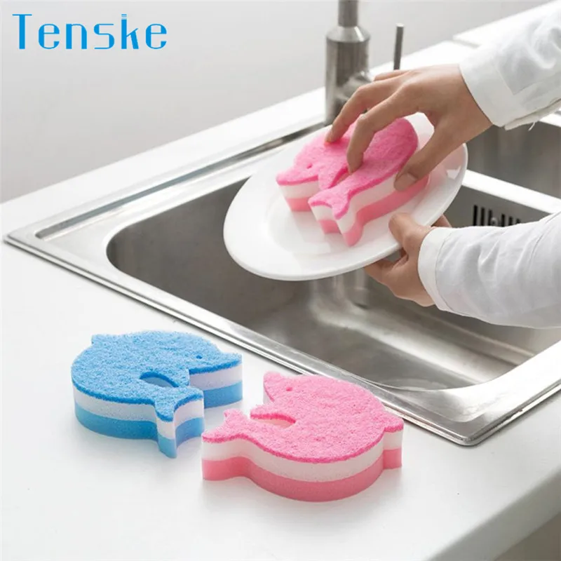 

Kitchen Sponge Fiber Dish Cloth Washing Towel Tools Dolphin Clean Wipe Absorbent Kitchen Cleaning Wiping Rags dig419