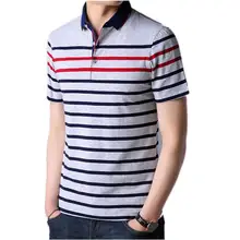Летняя дышащая мужская полосатая хлопковая Футболка Поло с коротким рукавом большого размера плюс 3XL Повседневная футболка