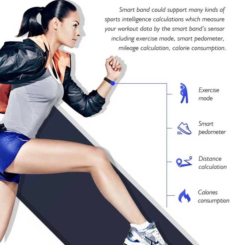 Умный Браслет IP67 водонепроницаемый спортивный шаг Smartband браслет пульсометр кровяное давление фитнес-трекер дистанционный монитор