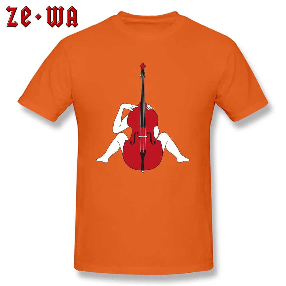 Double Bass Lover Brand New Cool Tops Shirt O Neck Lovers Day All Cotton Short Sleeve T-Shirt for Men Design Tee-Shirts Double Bass Lover orange