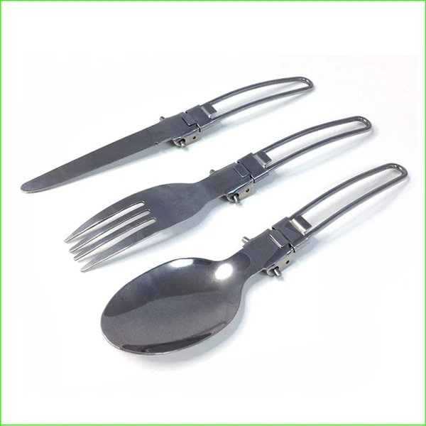 OTW01 3pcs/set Folding Cutlery Stainless Steel Dinnerware Portable