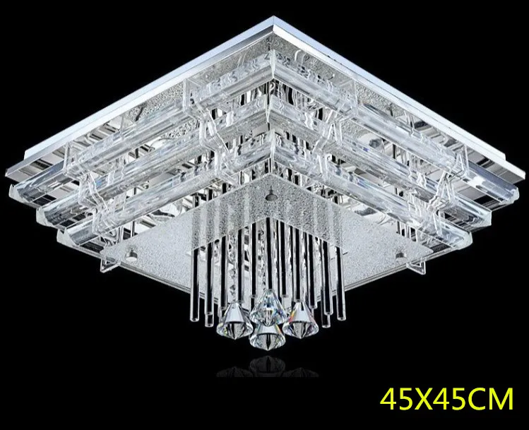 Современные хрустальные потолочные лампы, светодиодный квадратный хрустальный потолочный светильник светодиодный светильник с блеском, переключатель дистанционного управления для напряжения 90-260 в