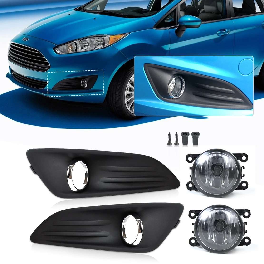 DWCX Car Black 2pcs Front Bumper Fog Light Cover Grille 2pcs Fog Light font b Lamp