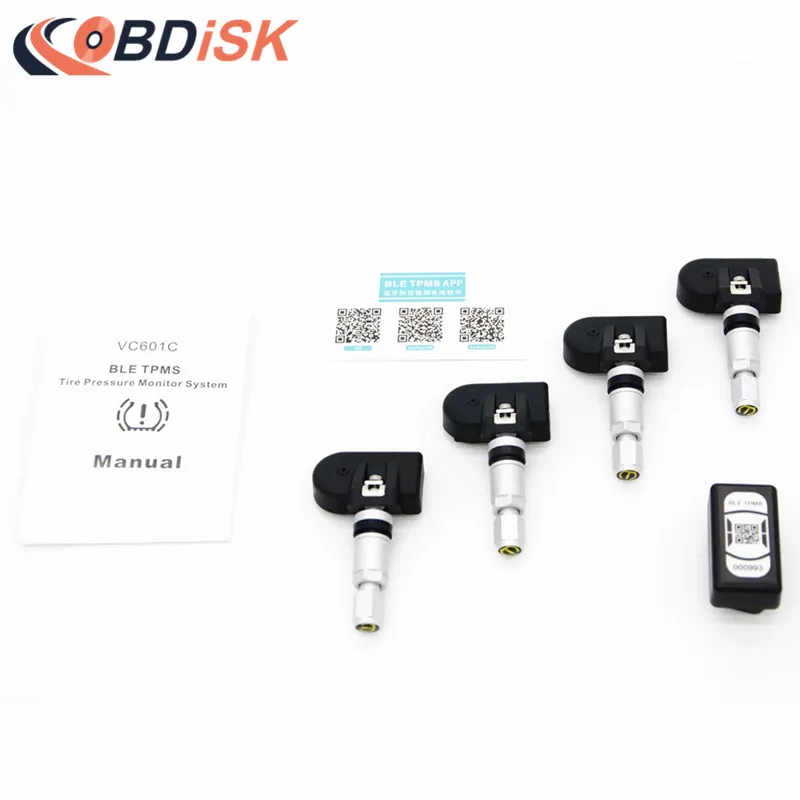 

VC602 Bluetooth Car TPMS Auto Wireless Tyre Tire Pressure Monitoring System with OBD Monitor 4 Sensors for iOS Android Phone