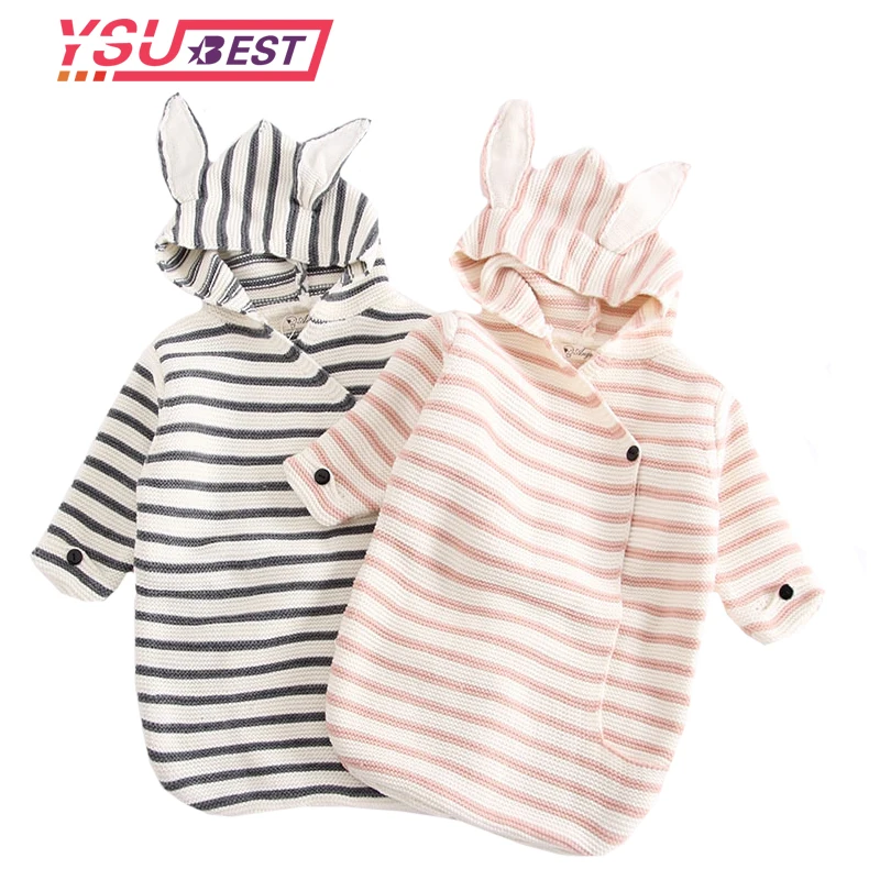 

Adorable Rabbit Stripe Baby Stroller Sleeping Bag Spring Autumn Newborn Infant Knitted Swaddle Wrap Nest Envelopes Toddler Kids