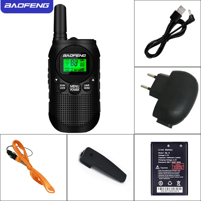 1 шт. Baofeng детская иди и болтай Walkie Talkie S, 22-канала FRS/PMR радио, 3 км Диапазон мини Two Way Радио с фонариком и ЖК-дисплей Экран подарок