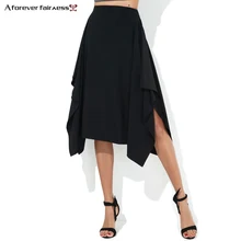 A Forever,, Весенняя новинка, Женская юбка с высокой талией, эластичная, эластичная, с боковой строчкой, черная, свободная, нестандартная, модные юбки, AFF2023