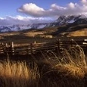 Fence with mountains in the background  Colorado  USA Poster Print (36 x 12)