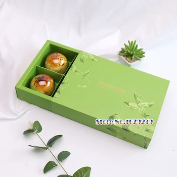 

22*15*5cm Green Macaron mooncake Box, Cupcake Gift box Bakery Macaron Pastry Cookies Packaging Paper Boxes 50pcs/lot