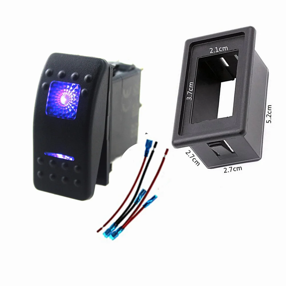 1 PCS LED Blue Light 5pin Rocker Switch with Jumper Wire and rocker