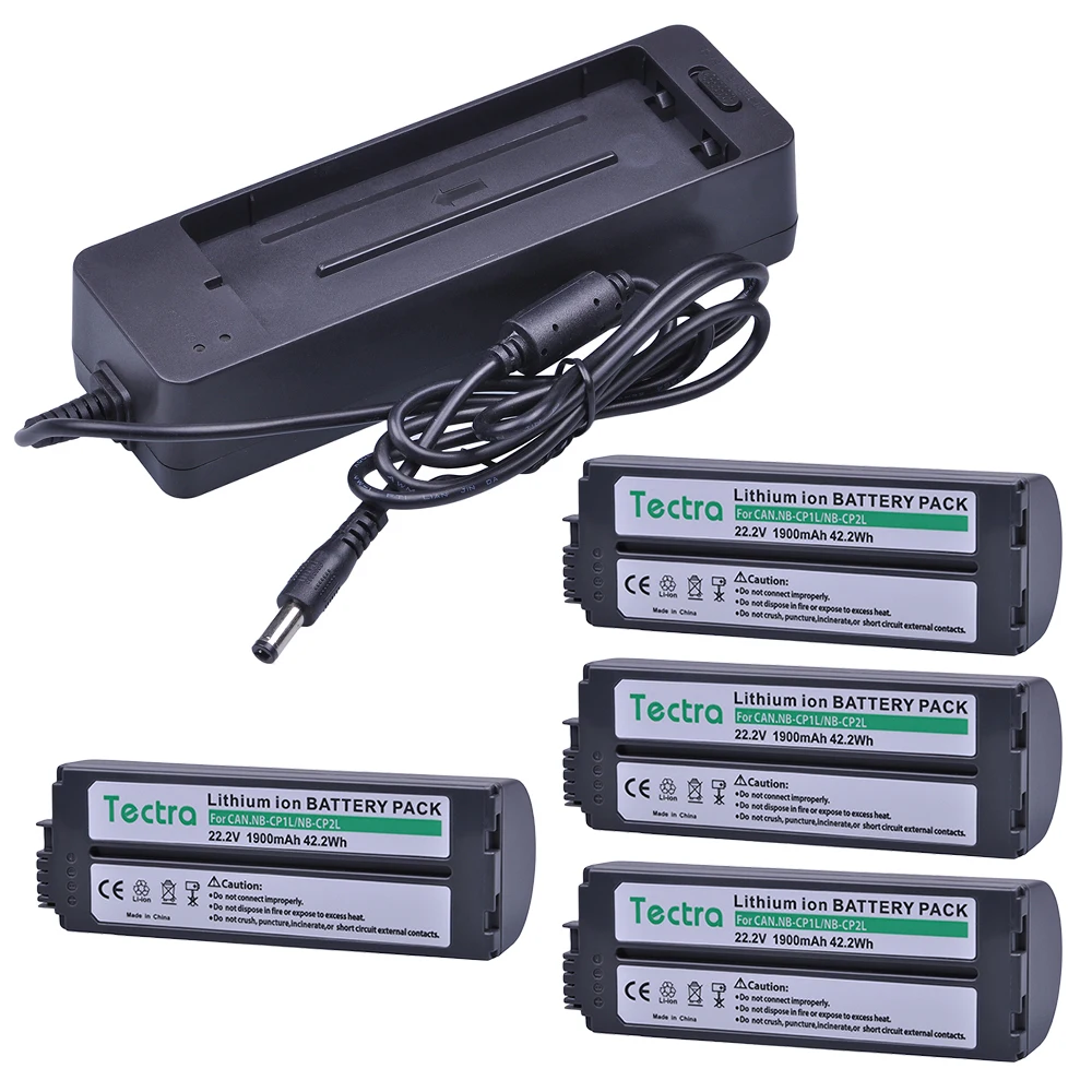 4 x Battery + Charger for Canon NB-CP2LH, NB-CP2L, NB-CP1L, CP2L, NBCP2L, CG-CP200 and Photo Printers SELPHY CP800, CP900, CP910