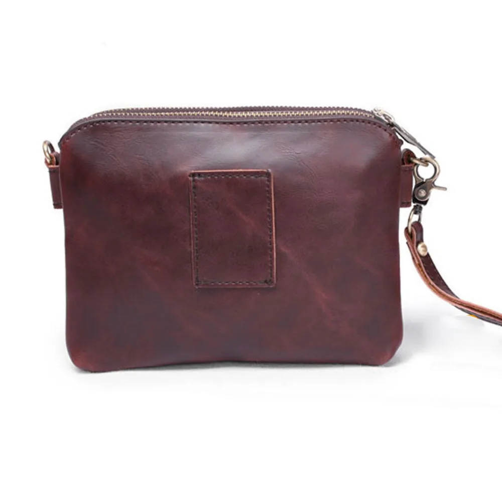

Men's Crazy Horse Leather Clutch Bag Leisure Bag Business Fashion Bag File Package Portable Wrist Bag