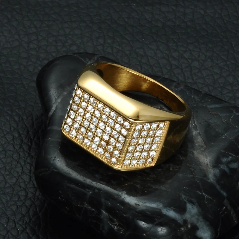 Хип хоп титановое Нержавеющее микро проложить Стразы Iced Out Bling геометрическое