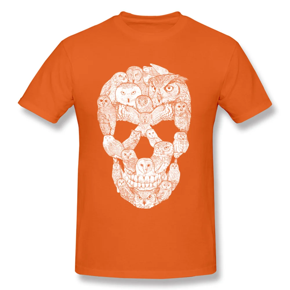 Sketchy Owl Skull Mother Day 100% Cotton Fabric Crew Neck T Shirt Short Sleeve Group Tops T Shirt Company Slim Fit T-Shirt Sketchy Owl Skull orange