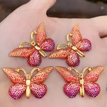 Yeni 10 adet akrilik halka boncuk AB renk çiçek desen kelebek karışık akrilik boncuk takı yapımı için bulgular 23x38mm -B271