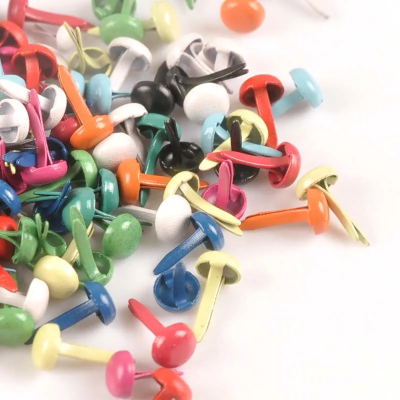 100Pcs 5X10mm Round Brads Metal Crafts Rivets Fastener DIY Scrapbooking Mixed Pastel Brad For Shoes Decor Embellishments c1114 metal brads scrapbooking decoration