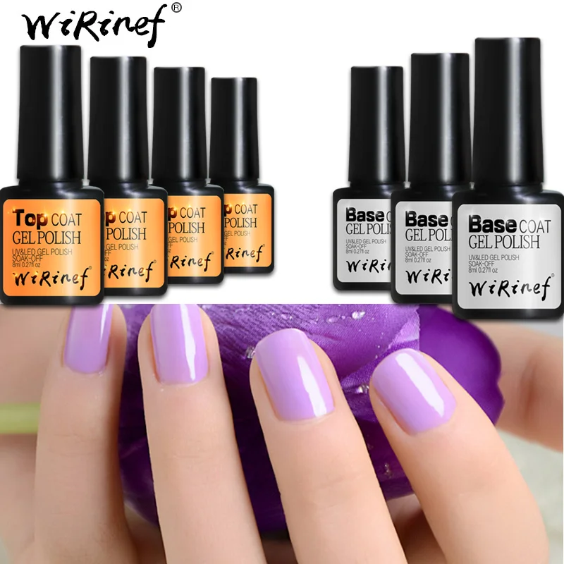 

WiRinef Base&Top Coat Gel Nail Polish 8ml Transparent Soak Off UV LED Nail Art Gelpolish Manicure Gel Lacquer