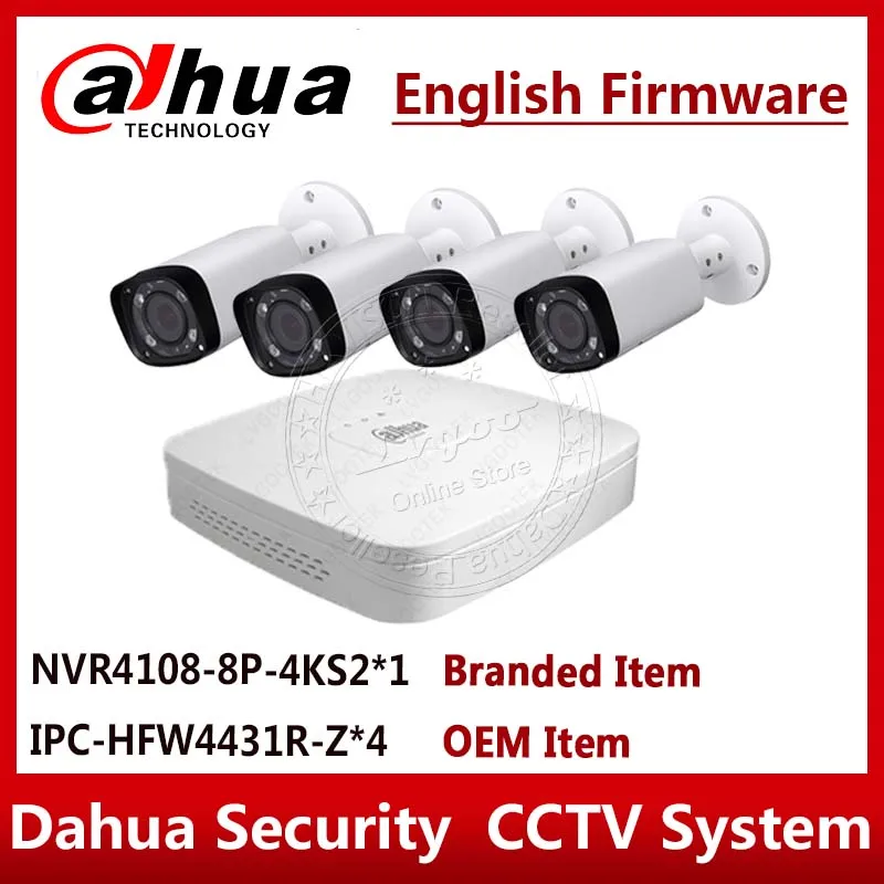 Экспресс доставка камера слежения Dahua Системы 4MP IP Камера IPC HFW4431R Z OEM и 8CH 8POE NVR4108 8P 4KS2 наблюдения P2P