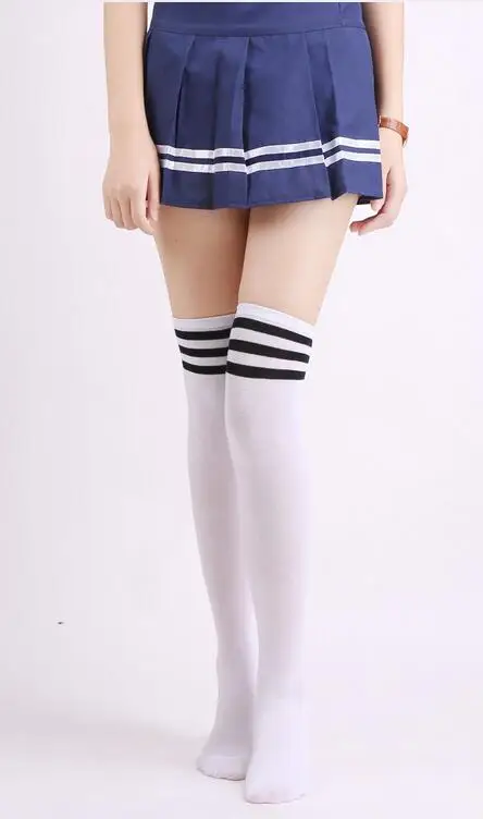 Sexy Women Lady Girls Stockings Sexy School Striped Opaque Knit Long Boot Over Knee Thigh High Stocking