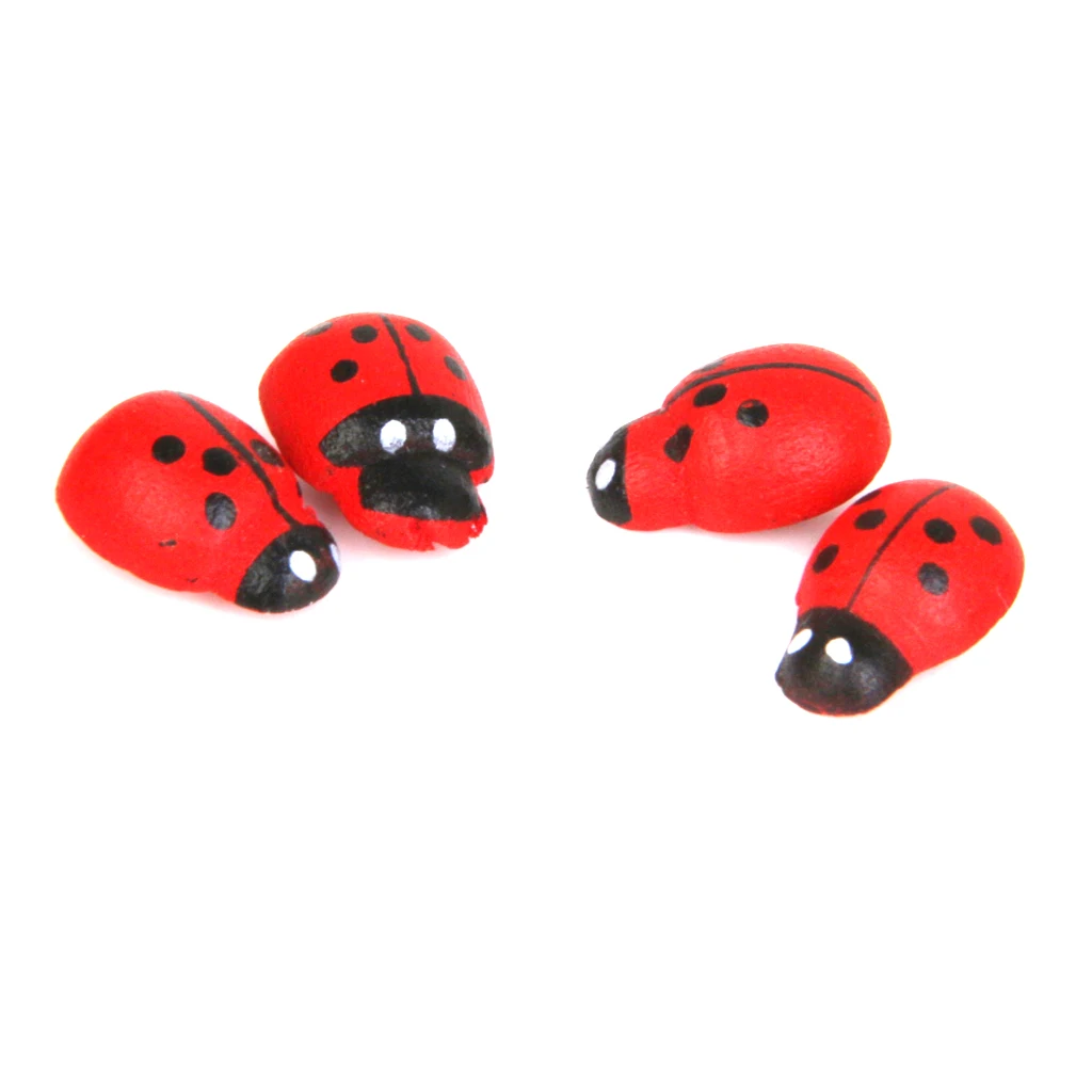 100x Miniature Dollhouse Bonsai Craft Garden Landscape Wooden Ladybug Decor