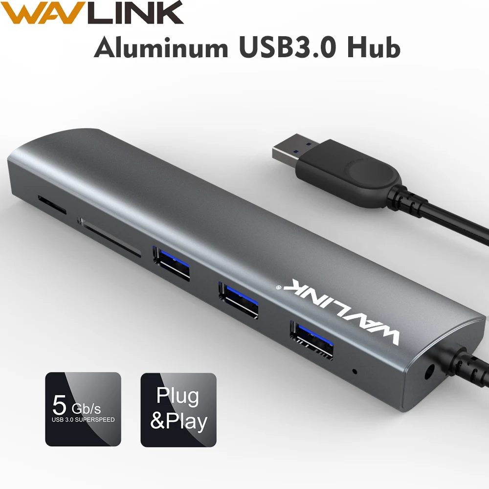 Wavlink usb-хаб USB 3,0 концентратор переходник разветвитель SD/Micro SD TF кардридер портативный для samsung Galaxy S9/S8 Macbook ноутбук планшет