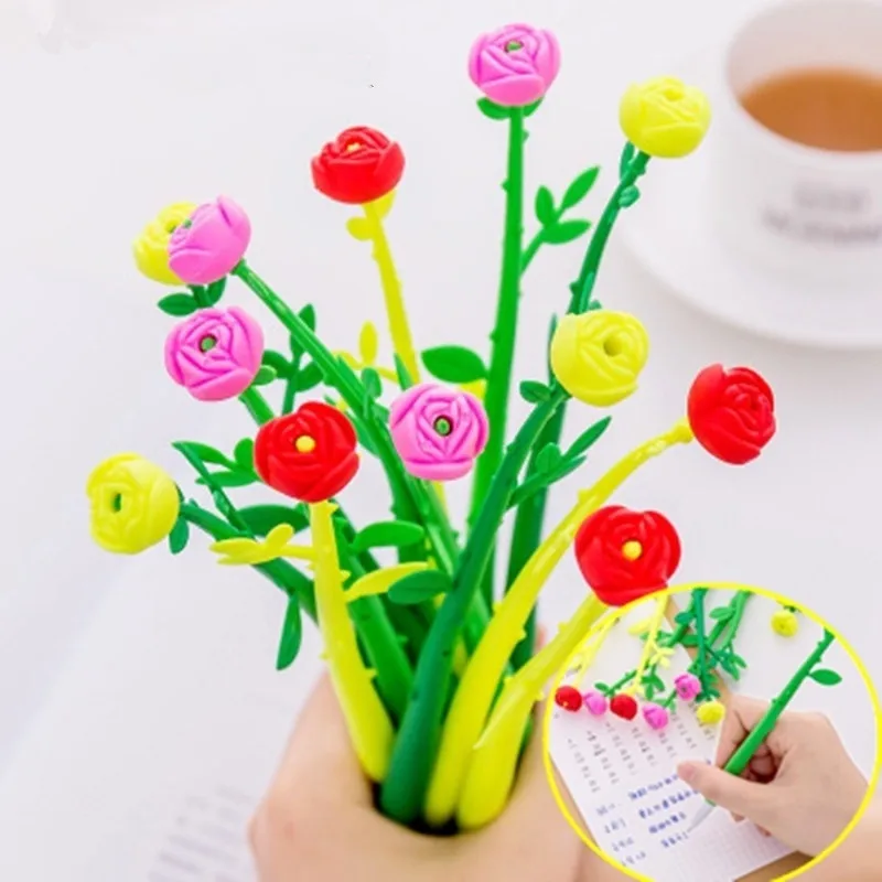 

Fashion Hot Creative Stationery Bloom Sweet Flora Flowers Pen Design Ballpoint Pen Color Random Decoration Crafts