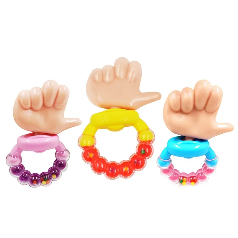 Baby Soother Rattle Thumbs Teether Finger Shape Soother Baby Boy Girl