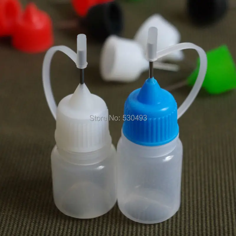 5pcs Empty Needle Bottle 5ml Plastic Needle Bottles With Screw Metal Needle Cap E Liquid Free