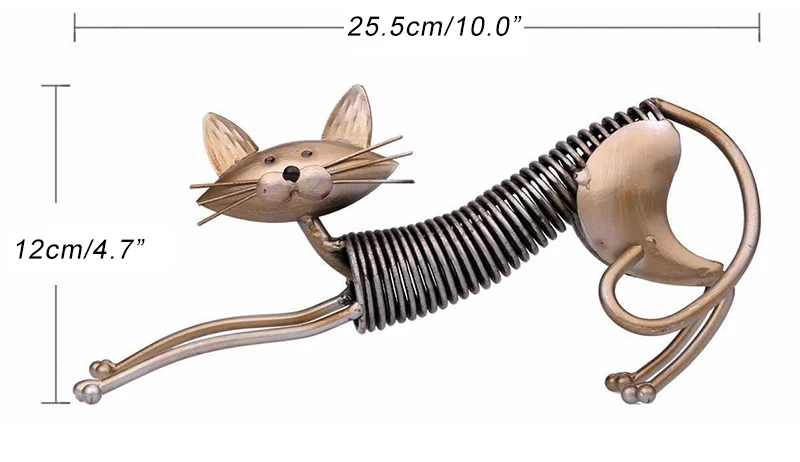 Европейские металлические весенние фигурки кошек, украшения, креативные железные весенние миниатюрные настольные фигурки для кошек, аксессуары для украшения дома, подарки