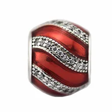 Se adapta a pandora Pulsera Roja Adorno Encanto zircon Claro Cz Nuevo Original 100% 925 joyería de plata esterlina DIY 2016 Invierno al por mayor
