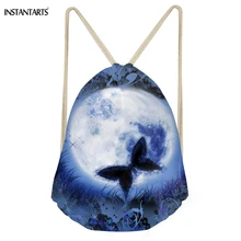 INSTANTARTS Pretty Moon Butterfly печать женские сумки на шнурке Модные женские рюкзаки Softback многофункциональная сумка для хранения
