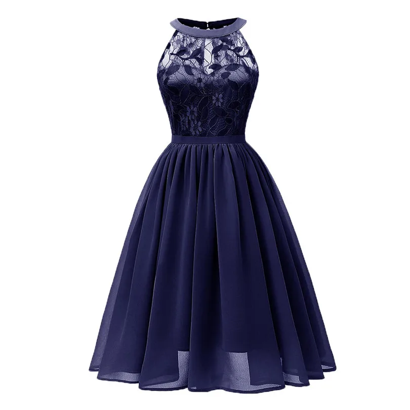   Women Summer Vintage Princess Floral Lace Dress Cocktail Elegant Dress Neckline Party Aline Mini Swing Dress#4M11 (17)