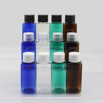 

100 X 1oz Colorful Square PET Bottle with Common Sealing Lid 30ml Cosmetic Sample Jar Wholesale
