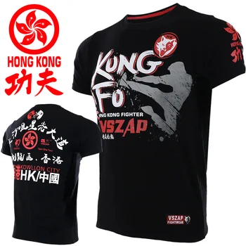 

VSZAP KUNG FU fighting Hong Kong fight MMA sanda short sleeve T shirt fitness martial arts wind Thai boxing
