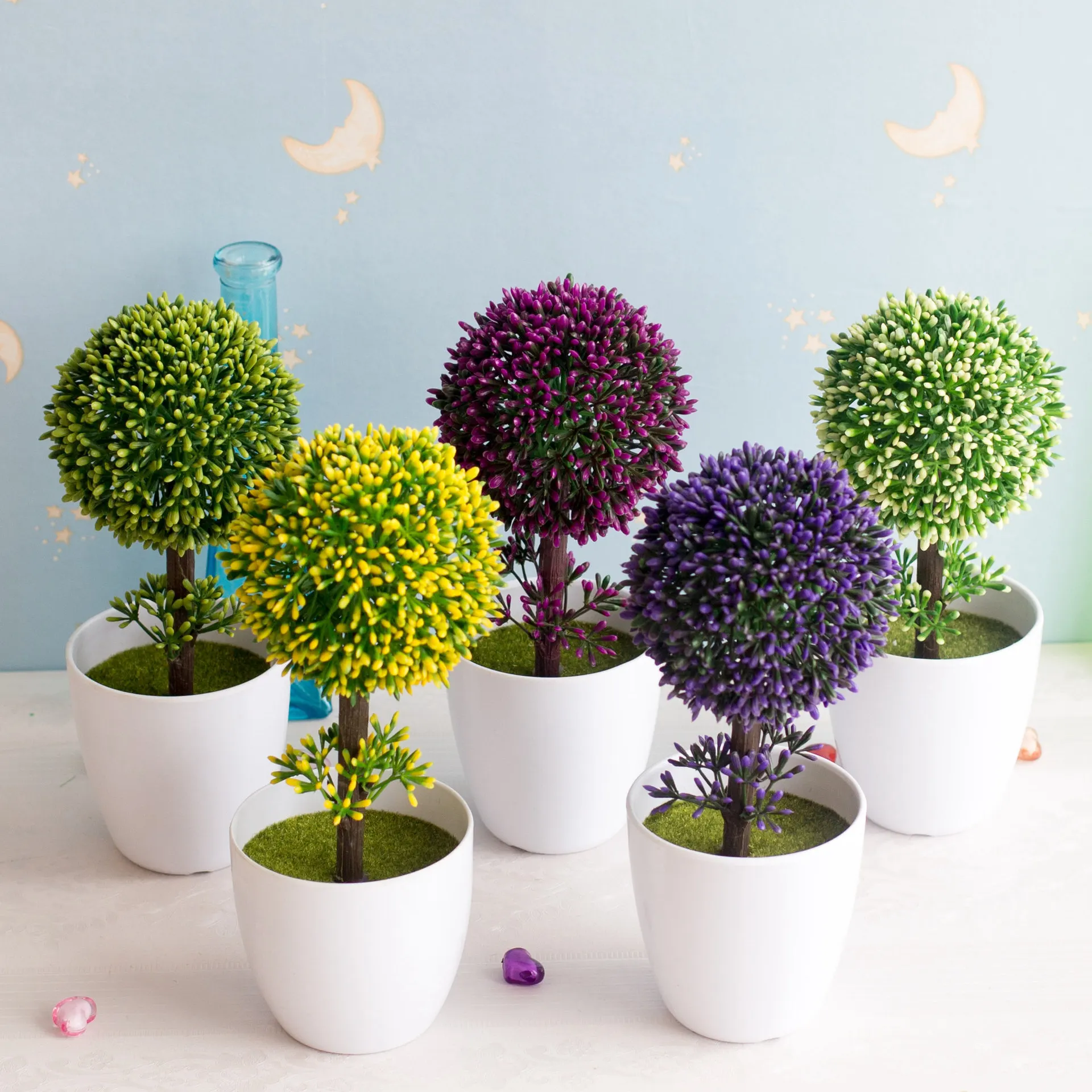 

1pc Artificial Plants Bonsai Plastic Simulation Tree Decorative Fake Flower Ball Garden Plant Home Office Hotel DIY Decor Bonsai