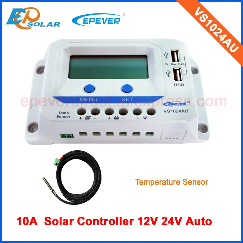 

12V/24V auto work 10A 10amp VS1024AU PWM Solar Panel Battery Controller lcd display with temperature sensor