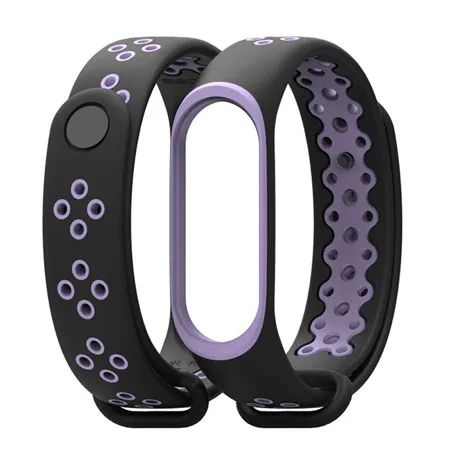 Mi jobs для Xiao mi band 4 силиконовый ремешок спортивный браслет для mi band 3 сменный ремешок для умного браслета аксессуары для женщин и мужчин - Цвет: blackpurple