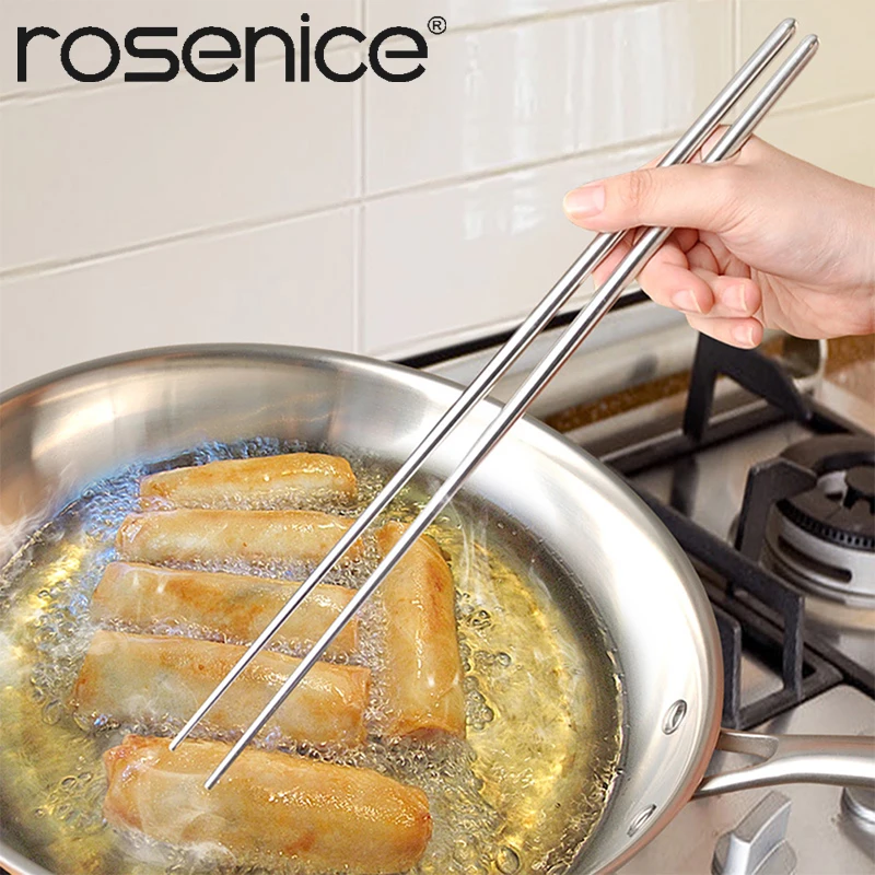 ROSENICE 1 пара Экстра длинных 14 дюймовых палочек для еды из нержавеющей стали