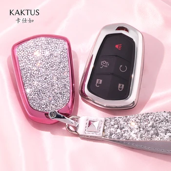 

Luxury Diamond Key Case Shell For Cadillac XT5 ATSL CT6 CTS XTS SRX Car Key Cover Set Modified keyring Gifts for Girls Women