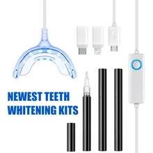Instant Teeth Bleaching Unit 1 Teeth Whitening LED Blue Light 3 Teeth Whitening Gel Pen with Luxury Color Box As a Birthday Gift