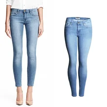 Новые поступления Для женщин стрейч джинсы брюки леди тощий полной длины зауженные джинсы Femme плюс леди Узкие синие джинсы