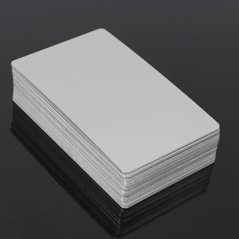 100 шт черный серебристый Alumium карта из сплава металл с лазерной гравировкой визитные карточки заготовки 0,22 мм толщина 3,4x2,1 дюйма