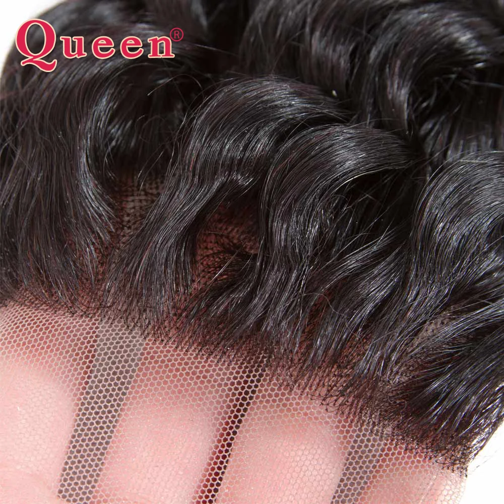 Queen hair глубокая волна перуанский натуральные волосы ткань Бесплатная/средняя часть закрытия шнурка с ребенком волосы Mix 3 пучки для полного