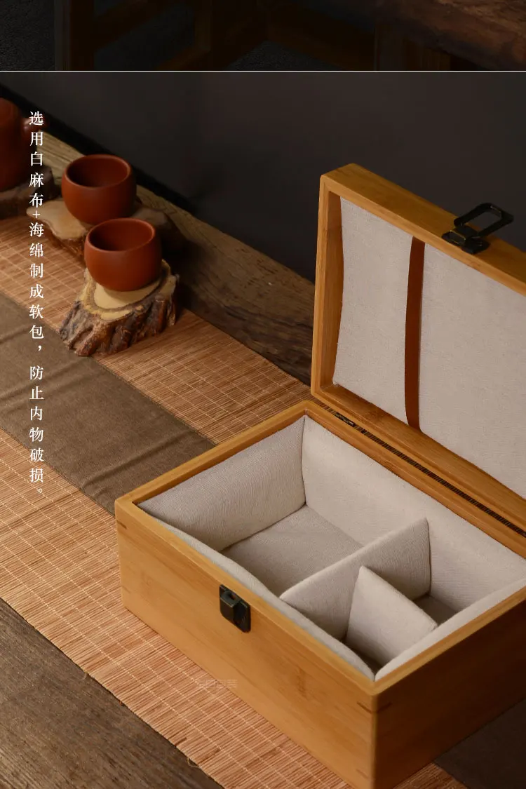 buckle bamboo gift box movable cosmetic organizer storage makeup organizer Traditional Chinese Jewelry Box