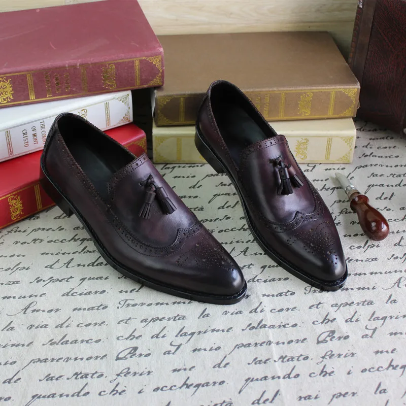 Luxury custom men goodyear wel loafers navy purple designer loafers ...