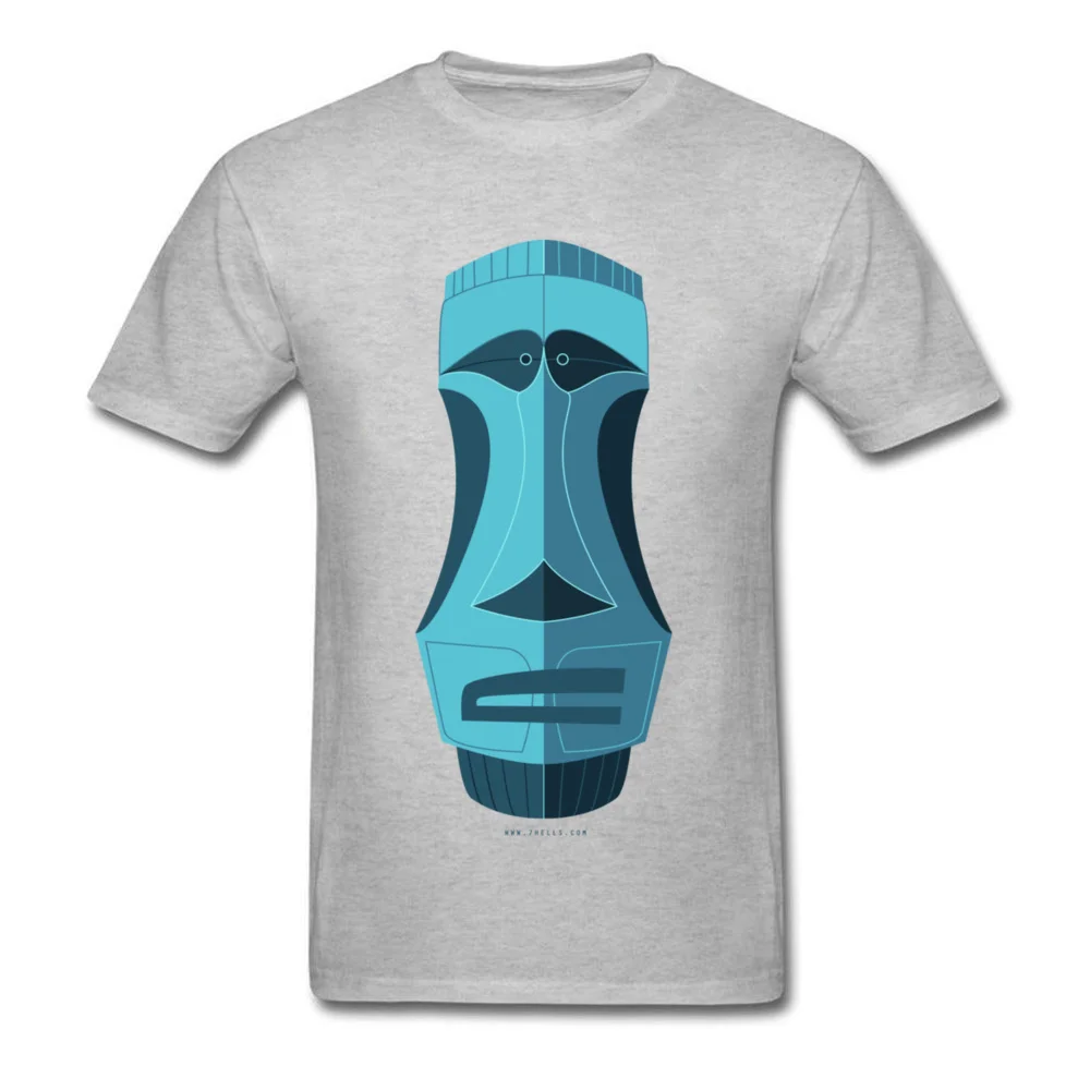 Blue Tiki Casual T Shirt for Male 100% Cotton ostern Day Tops T Shirt Family Clothing Shirt Short Sleeve High Quality O Neck Blue Tiki grey