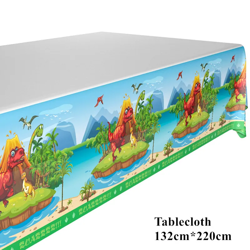 Мультяшный динозавр тема одноразовые наборы посуды для детей с днем рождения декоративные тарелки салфетки для стаканчиков вечерние принадлежности