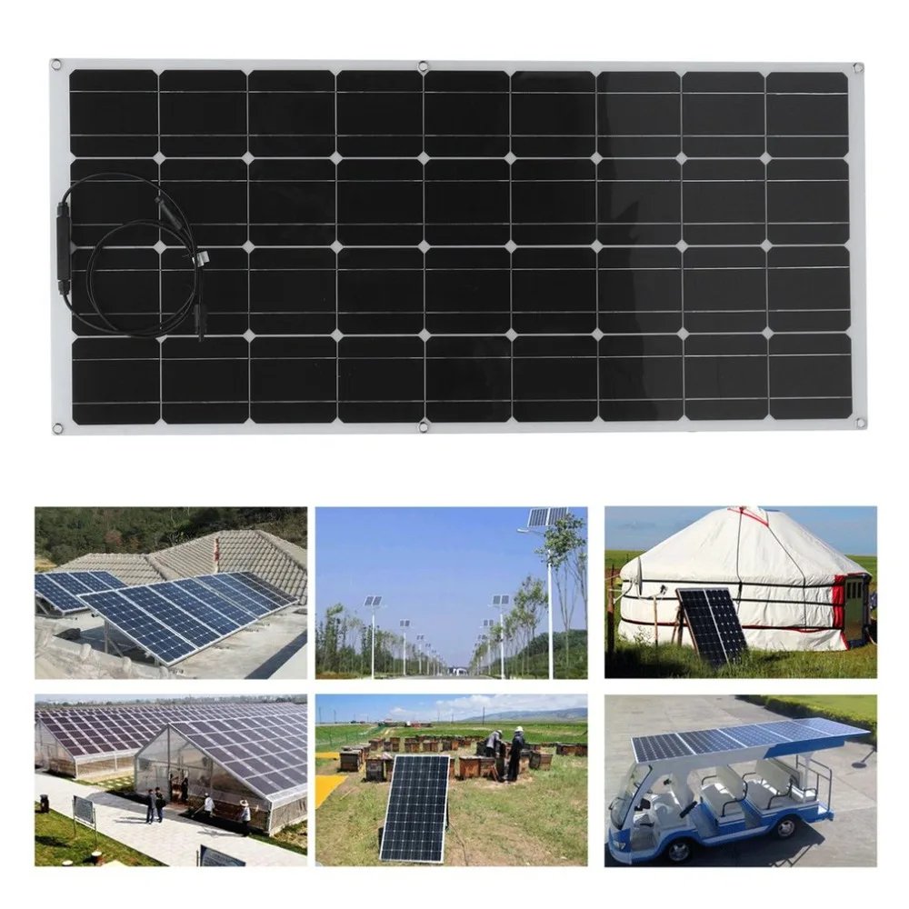 

2pcs/set 130W Monocrystalline Flexible Solar Panel Module Installation Kit Outdoor Solar Charging Device Solar Power System
