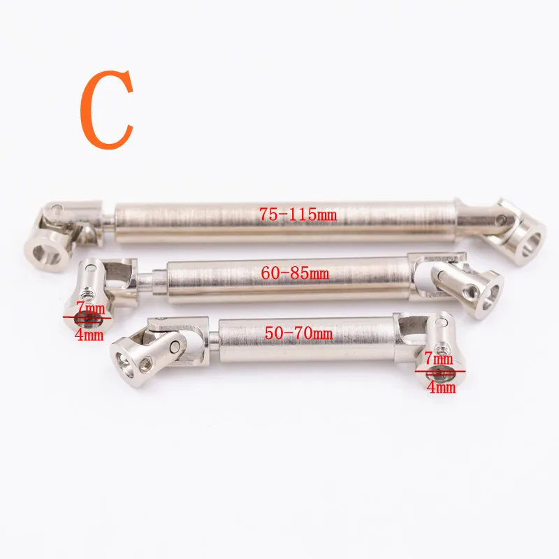 

RC Car Steel Universal Driven Dogbone 50-70mm 60-85mm 75-115mm Drive Shaft Joint 4*4mm 4*3mm 3*3mm For 1/24 Scale Models Remote